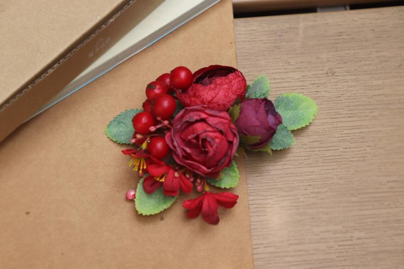 髪飾り レディース ヘアクリップ まとめ髪 森ガール風 ロリータ ベリー 造花 小花 古風 華やか 秋冬 ビ..