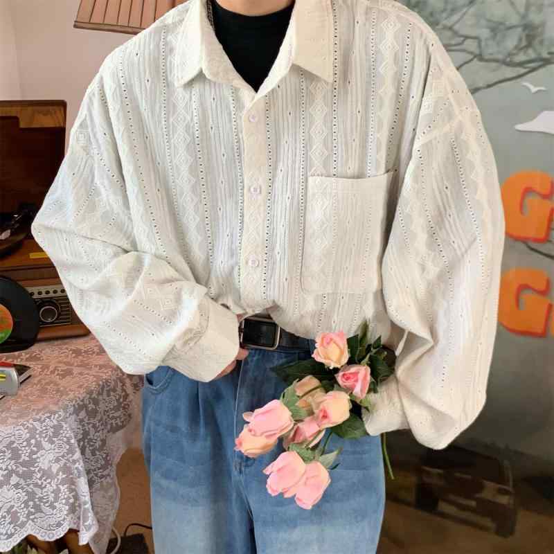 ブラウス レディース フレンチ レトロ ヴィンテージ風 透かし編み 長袖 ゆったり ルーズ ビッグシルエ..