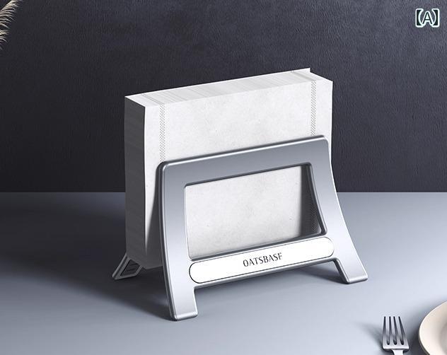 ペーパー ナプキン ホルダー ティッシュ 卓上 縦置き シンプル おしゃれ モダン タブレット スマホ 収納 重力 調整可能 ダイニング 食卓 キッチン オフィス リビング シルバー ブラック ホワイト グレー