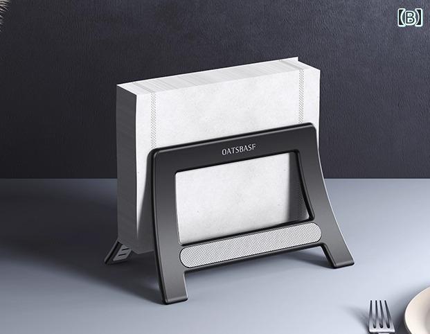 ペーパー ナプキン ホルダー ティッシュ 卓上 縦置き シンプル おしゃれ モダン タブレット スマホ 収納 重力 調整可能 ダイニング 食卓 キッチン オフィス リビング シルバー ブラック ホワイト グレー