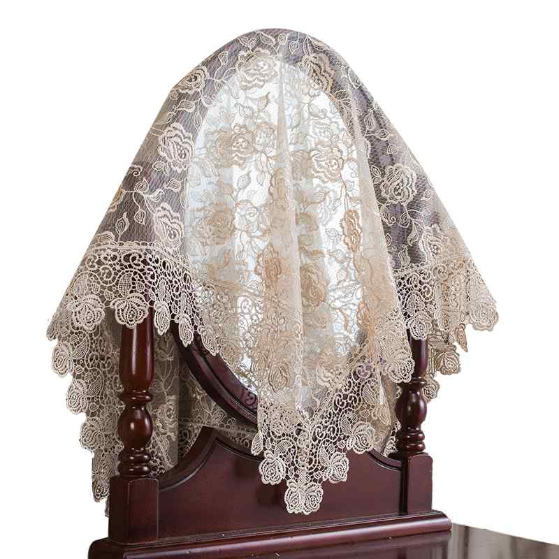 ドレッサー ミラー カバー おしゃれ 鏡 レース ヨーロピアン 北欧 エレガント 防塵 埃よけ 化粧台 クロ..