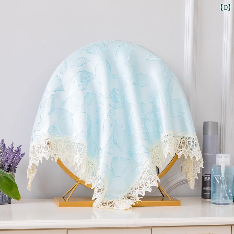 ドレッサー ミラー カバー おしゃれ 鏡 防塵 ほこりよけ 北欧 レース 円形 雲形 サテン 光沢 刺繍 花柄..