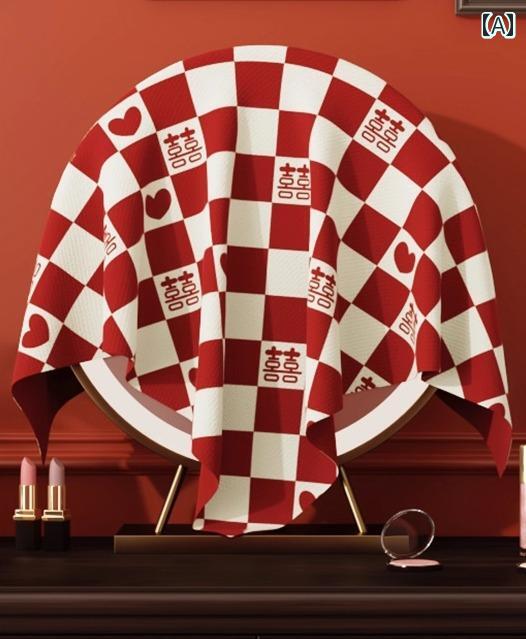 ドレッサー ミラー カバー おしゃれ 中国風 鏡 結婚式 婚礼 ブライダル 化粧台 正方形 クロス 布製 喜の文字 ハート 花 英字 シンプル モダン 目隠し ほこりよけ インテリア 装飾 お祝い プレゼント 赤 白