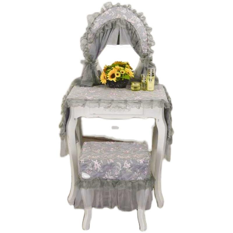 ドレッサー ミラー カバー 鏡 保護 化粧台用 ヨーロピアン 北欧 レース フリル 刺繍 花 防塵 ホコリ対..