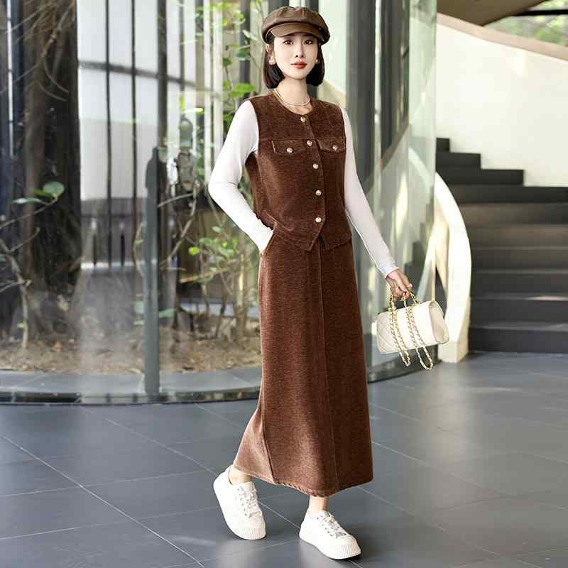 セットアップ レディース 春夏 エレガント 上品 フレンチスタイル 韓国 ベスト スカート 三点セット 通..