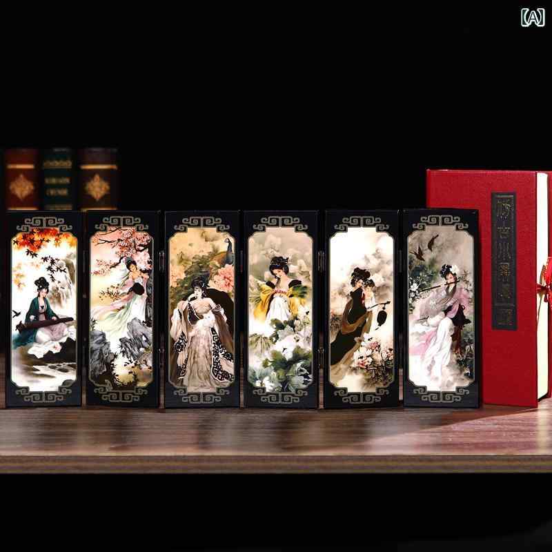 乐天商城 - 屏風 ミニ 置物 インテリア 装飾 チャイナ風 卓上 モダン 伝統 工芸品 オブジェ 書斎 リビング 玄関 折りたたみ 風景 花柄 パンダ おしゃれ ディスプレイ