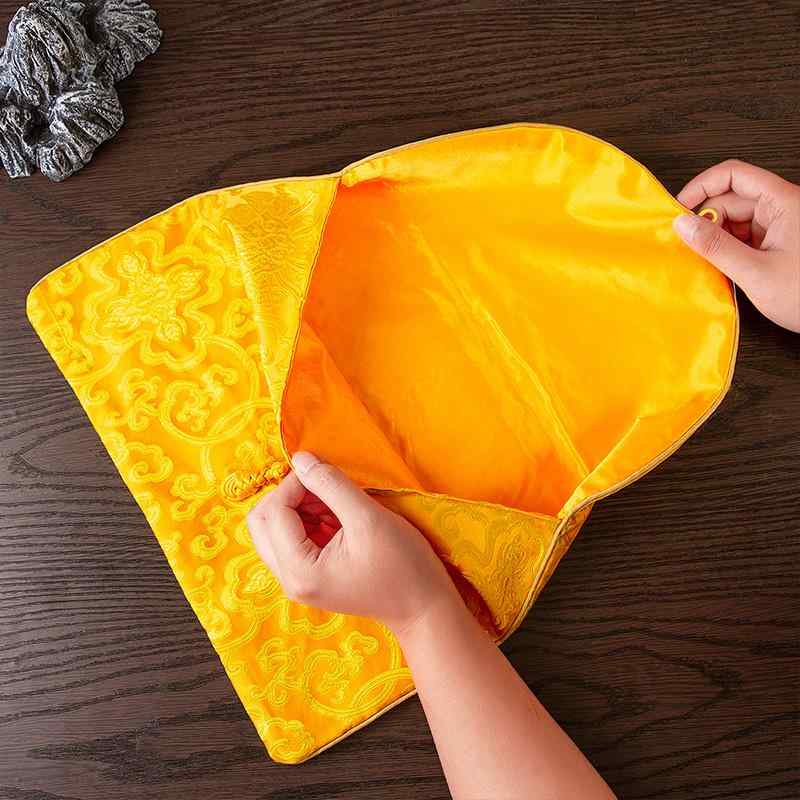 袋 二重 厚手 写経本 仏教経典 描画像 法具入れ チベット風 布製 大容量 収納 横型 縦型 大判 鞄 ポー..