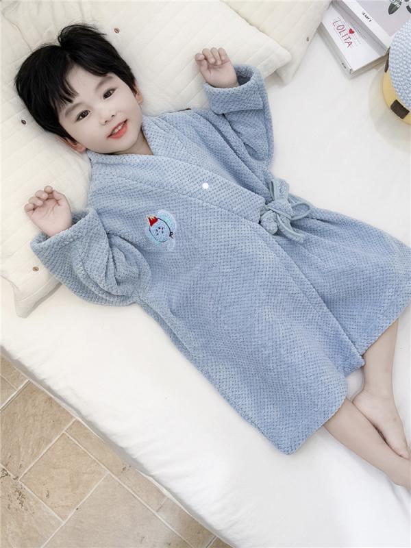 バスローブ 男の子 子供 ベビー フランネル 厚手 珊瑚フリース パジャマ ルームウェア 部屋着 湯上り ..