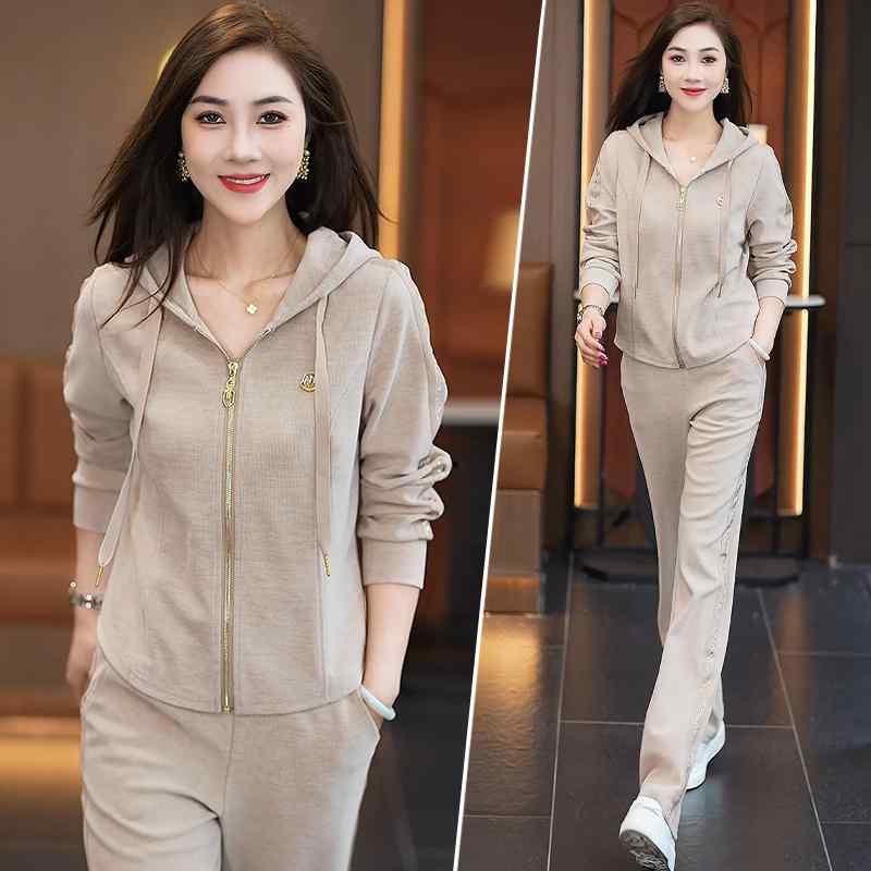 セットアップ レディース 春秋 おしゃれ 若見え フード付き カーディガン ジップアップ 長袖 スウェッ..