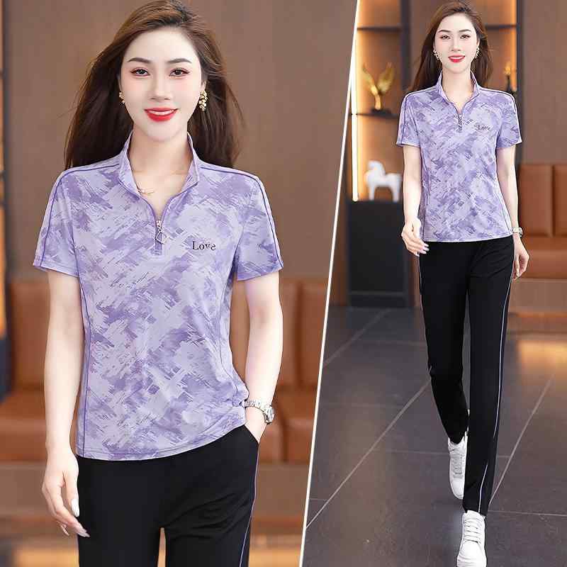 セットアップ レディース 春夏 半袖 ツーピース 薄手 軽量 花柄 おしゃれ きれいめ カジュアル スポー..