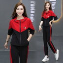 スポーツウェア レディース セットアップ 2点セット フードパーカー 長袖 ロングパンツ ジップアップ 切り替え 速乾 伸縮性 ストレッチ ナイロン スパンデッ...