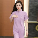 スポーツウェア レディース 接触冷感 セットアップ 半袖 スタンドカラー 夏 韓国系 小柄向け 星柄 ランニング ジョギング 再生繊維 吸湿速乾 黒 黄 紫 ピ...