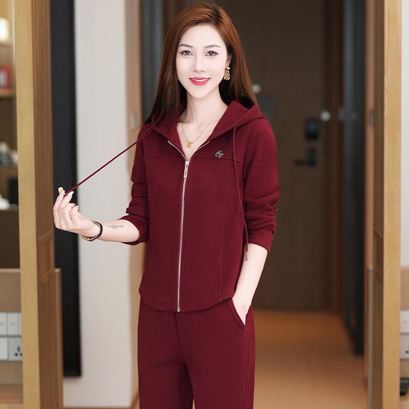 セットアップ レディース 女性用 春秋 カジュアル スポーツウェア フード付き ジップアップ パーカー ..