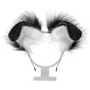 ヘアアクセサリー ぬいぐるみ ファー 獣耳 折れ耳 ダルメシアン柄 白黒 コスプレ カチューシャ ヘアバンド ヘッドドレス イベント パーティー ハロウィン