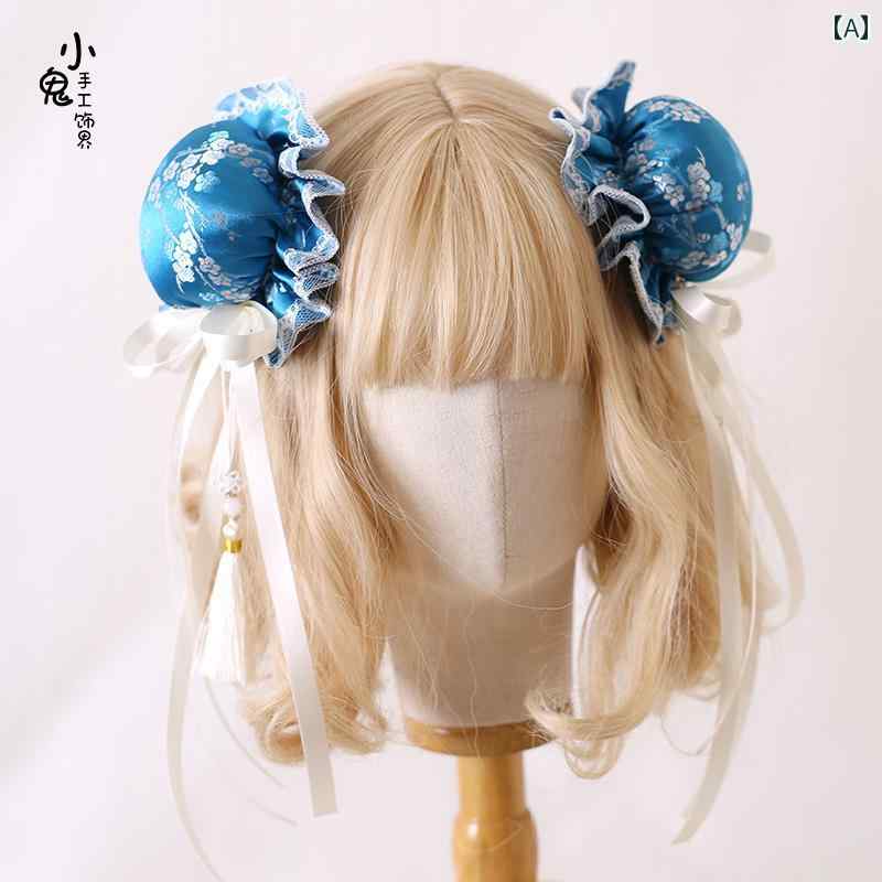フロントップ楽天市場店のヘアアクセサリー 中華風 チャイナドレス ロリータ風 かわいい お団子ヘア シニヨン フリンジ タッセル 多彩 ヘアクリップ サイドクリップ バレッタ ペア髪飾り｜アングル2