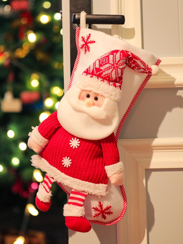 クリスマス飾り ソックス ギフトバッグ オーナメント サンタクロース スノーマン トナカイ クマ 麻 フェイクレザー ニット スパンコール 雪柄 赤白 グレー かわいい おしゃれ 写真撮影 イベント装飾