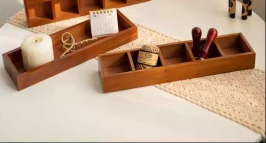 収納トレイ 木製 卓上 小物入れ アクセサリー ディスプレイ 仕切りケース 整理ボックス デスクオーガナ..