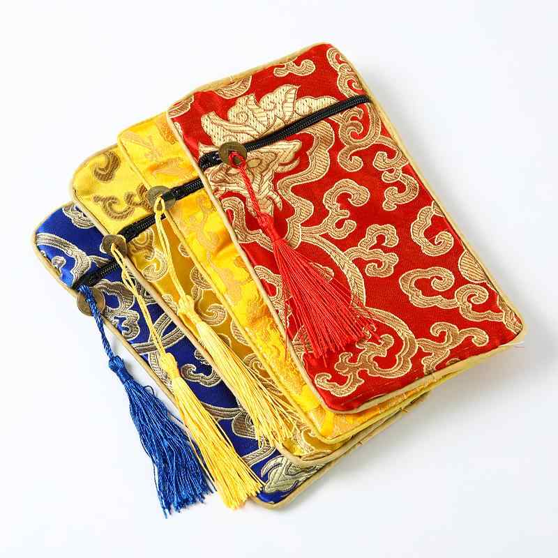 経本 数珠入れ 袋 バッグ ポーチ 収納 錦織 携帯用 経典 写経 法具 仏具 御朱印帳 スクエア ジッパー ..