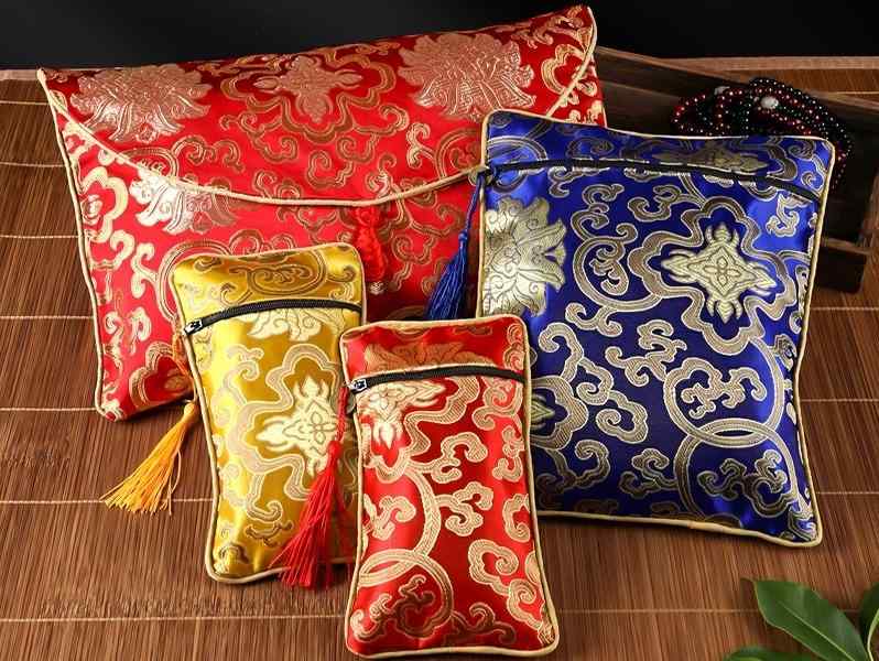 経本 数珠入れ 袋 バッグ ポーチ 厚手 経典 写経 収納 布 法具 ケース 縦型 横型 黄色 赤 青 ドラゴン ..