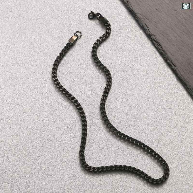 フロントップ楽天市場店のネックレス メンズ 男性用 チタン鋼 鎖骨チェーン ショートネックレス ペンダントなし 色褪せにくい 高耐久性 シンプル スタイリッシュ 個性的 ワイルド 幾何学模様 普段使い カジュアル メンズ レディース 春夏 スチール 黒 金｜アングル3