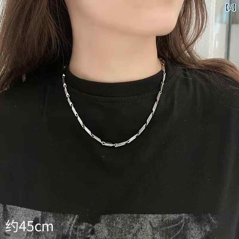 ネックレス メンズ 男性用 菱形 チタン鋼 チェーン シンプル ベーシック カジュアル ストリート 普段使い デイリー 万能 鎖骨チェーン チョーカー シルバー ゴールド