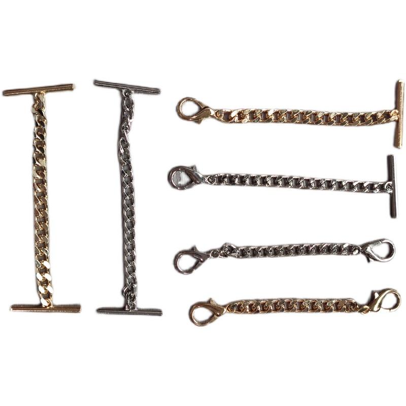 チェーン 男女兼用 サスペンダー ストラップ メタル 金属製 合金 光沢 スムース 多用途 ダブルフック サロペット スカート パンツ デニム ジーンズ シャツ ジャケット アウター ウエストベルト飾り カジュアル シルバー