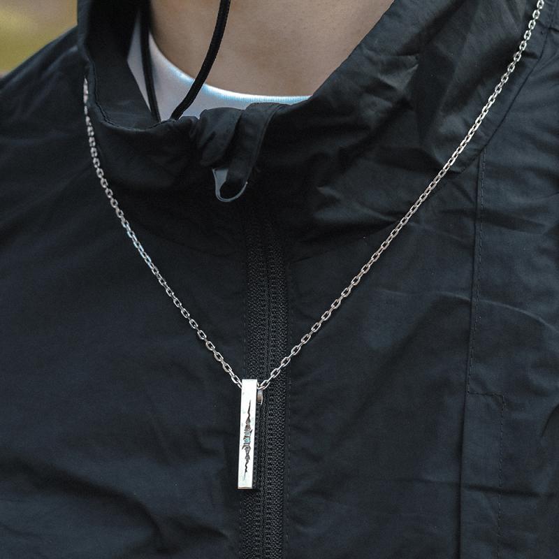 ネックレス 男性用 ユニセックス シルバー シルバー クロスチェーン ひび割れ 独創的 モダン ペンダント カジュアル 普段使い 上品 アクセサリー(4)