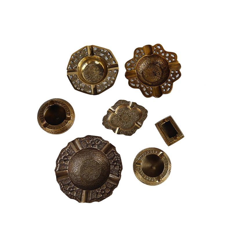 葉巻 灰皿 おしゃれ インド 真鍮 ヨーロピアン アンティーク調 リビング オフィス 卓上 小さめ ミニ イ..