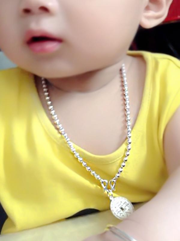ネックレス ベビー 子供向け シルバー 99%シルバー 丸玉ビーズ チェーン ショート シンプル メンズ レ..