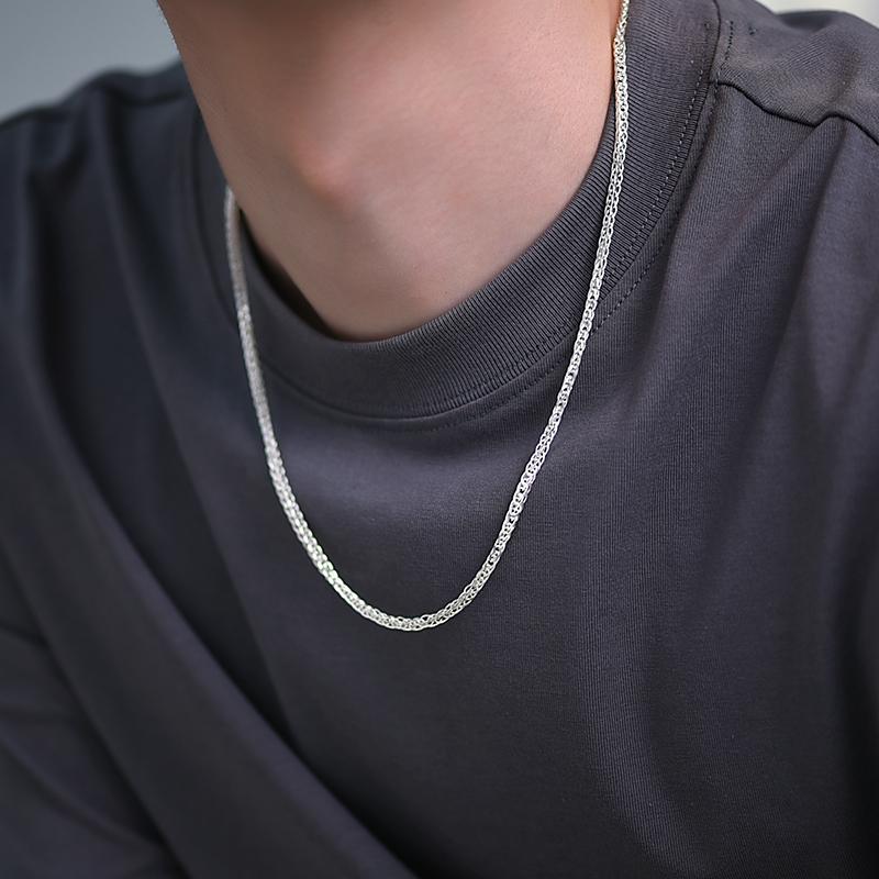 ネックレス メンズ レディース ユニセックス シルバー シルバー ショパンチェーン 編み込み トレンド ファッション ワイルド クール カジュアル ストリート 普段使い 鎖骨丈