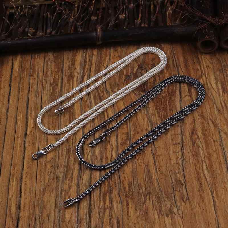 ネックレス メンズ レディース シルバー シルバーアクセサリー スクエア ショパンチェーン ヴィンテージ風 シンプル 上品 いぶし加工 鏡面仕上げ 3mm ロング