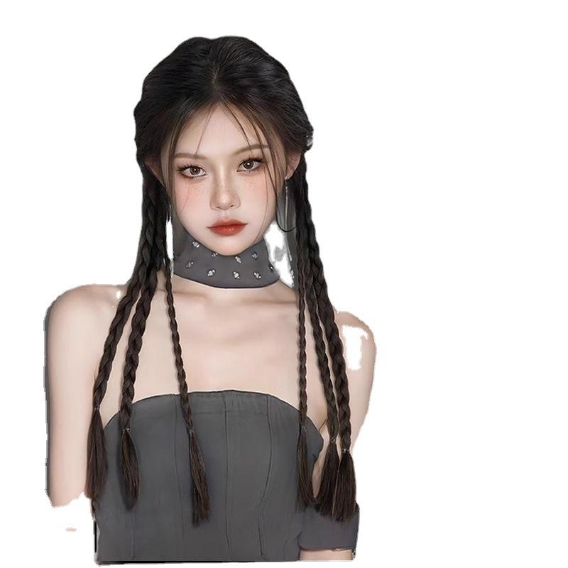 エクステ ゴム ウィッグ レディース つけ毛 ポニーテール 編み込み 三つ編み ボクシング サイド リアル..