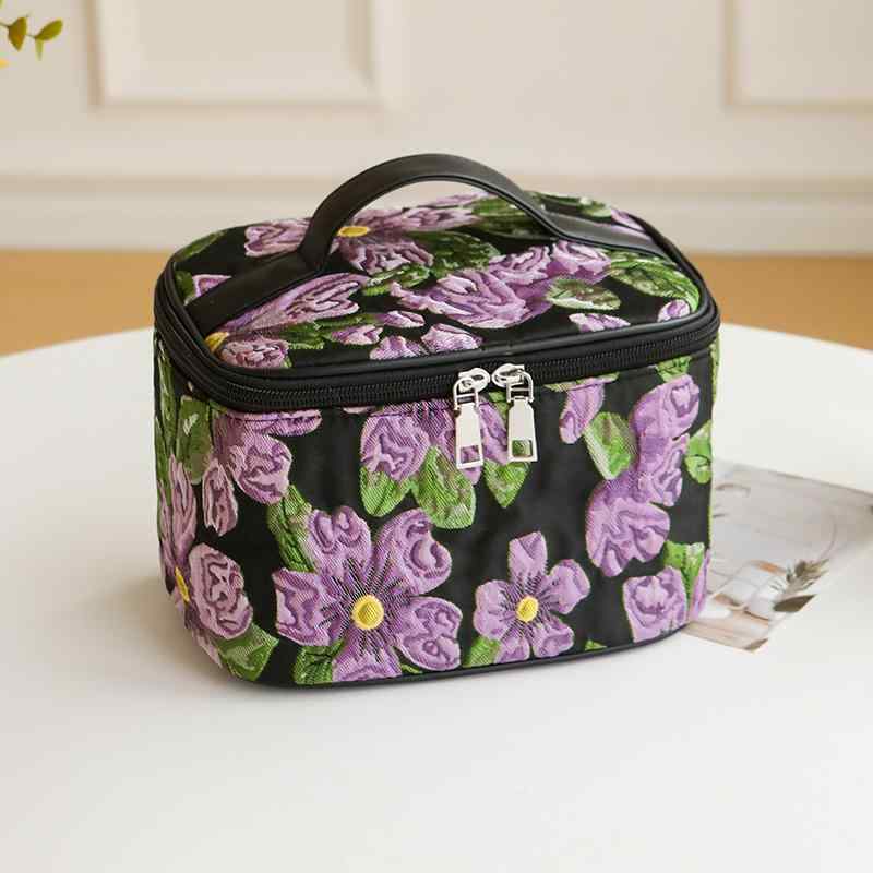 化粧ポーチ レディース 紫 花柄 フ�