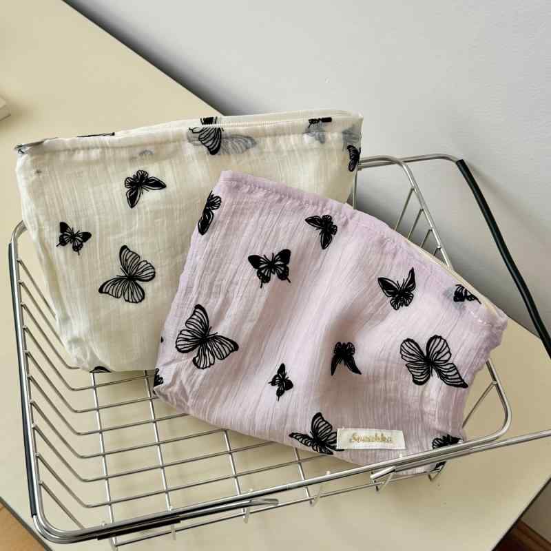 楽天フロントップ楽天市場店化粧ポーチ レディース 中国風 刺繍 蝶柄 大容量 スキンケア コスメ 収納 トラベル バスルーム ポータブル 普段使い 旅行用