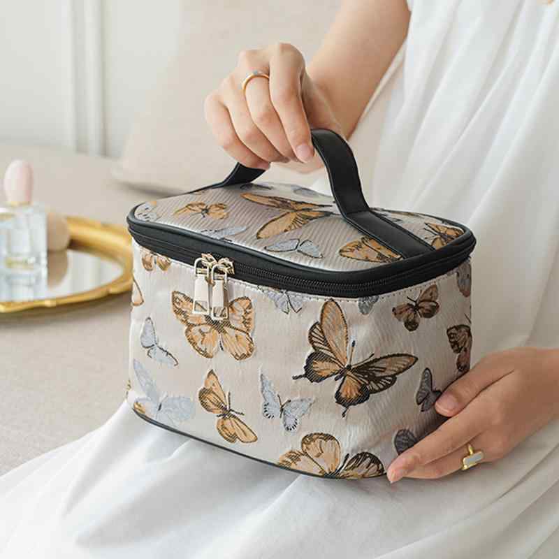 ポーチ レディース 女性用 フラップ ハンドル付き 化粧ポーチ コスメポーチ 大容量 トラベルポーチ 旅..