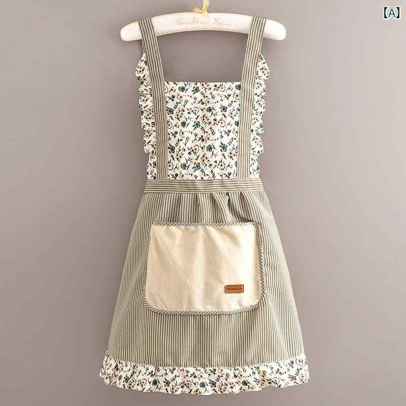 Gingham Aprons - エプロン レディース 女性用 キッチン 家庭用 調理用 水仕事 普段使い 春夏 袖付き 通気性 薄手 防水 撥水 汚れ防止 防汚 おしゃれ かわいい 高見え キャンバス 帆布