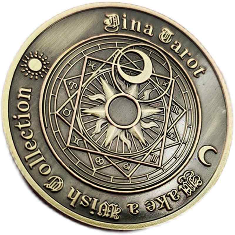 コイン おもちゃ 記念 硬貨 太陽 月 エンブレム 幸運 星座 立体感 レリーフ ラウンド 40mm 指回し スト..