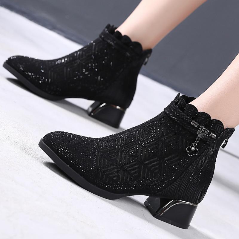 ショートブーツ レディース 女性用 ママ 春秋 ファッション エレガント メッシュ 透かし彫り カットワ..