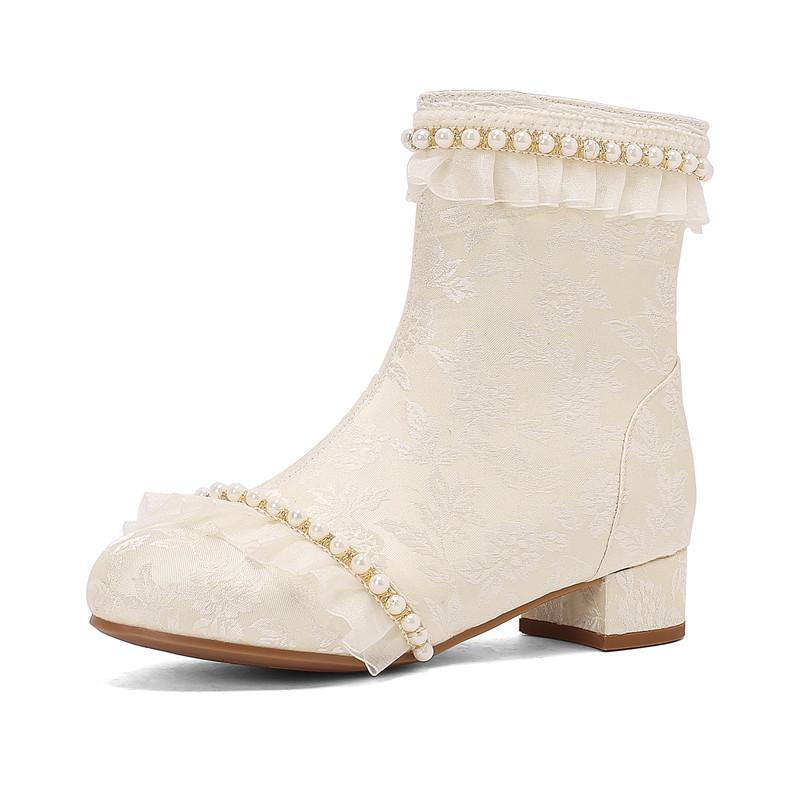 ブーツ レディース 女性用 ロリータ風 漢服風 チャイナドレス風 ファッション ショートブーツ 大きいサ..