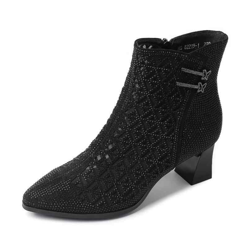 ブーツ レディース ラインストーン メッシュ サマーショートブーツ 太ヒール ハイヒール カットアウト ..