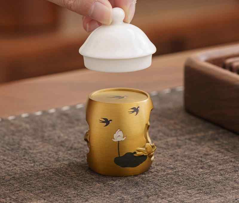 茶道具 蓋置 真鍮製 蓮の花 リビング インテリア 禅スタイル チャイナ風 おしゃれ 中国茶器 茶道用具 ..