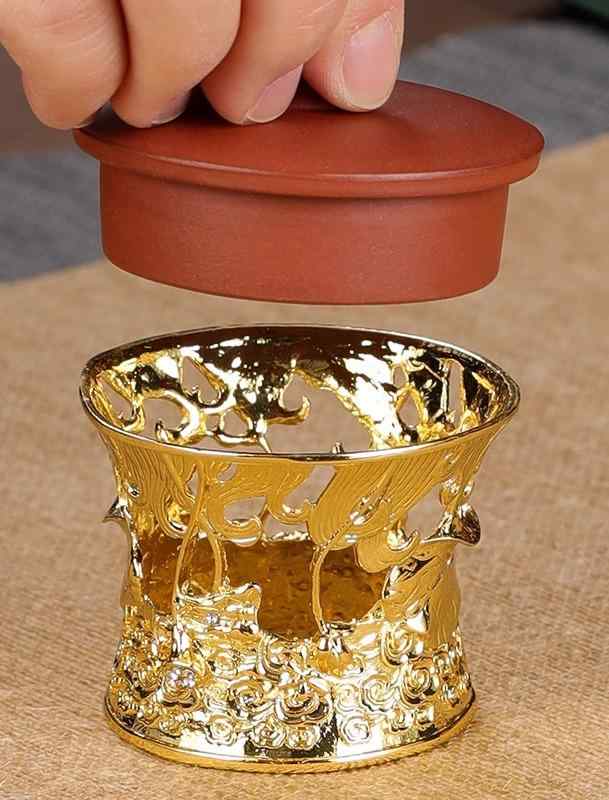 茶道具 蓋置 茶器 茶こしスタンド 茶漉し架 濾し網 茶葉フィルター 台座 置き台 銅製 ポット蓋スタンド..