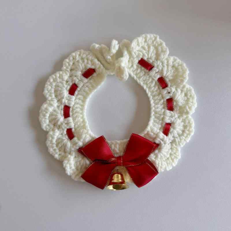 ペット用 クリスマス 猫 犬用 首輪 マフラー バンダナ よだれかけ ニット 毛糸編み サンタ トナカイ 鈴..