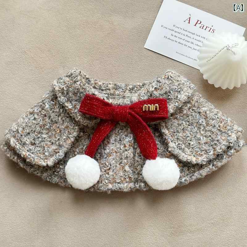 ペット 付け襟 ケープ ビションフリーゼ ポメラニアン 中型犬用 蝶ネクタイ スタイ 秋冬 アクセサリー ..