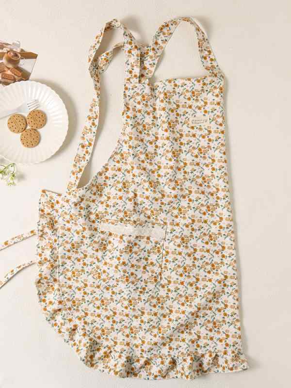 エプロン レディース 秋冬 サロペットエプロン 小花柄 ナチュラル カントリー レトロ 韓国 布製 料理 ..
