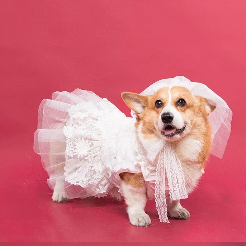 犬猫用 ウェディングドレス プリンセス フォーマルワンピース ふわふわチュール 結婚式 写真撮影 記念日 上品 小型犬 中型犬 おしゃれ かわいい