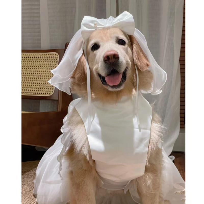 犬服 犬用 結婚式 ウェディングドレス コーギー 柴犬 プリンセスドレス リボン レース ふわふわ ボリュームスカート ポリエステル フォーマル 礼服 衣装 かわいい おしゃれ セレモニー