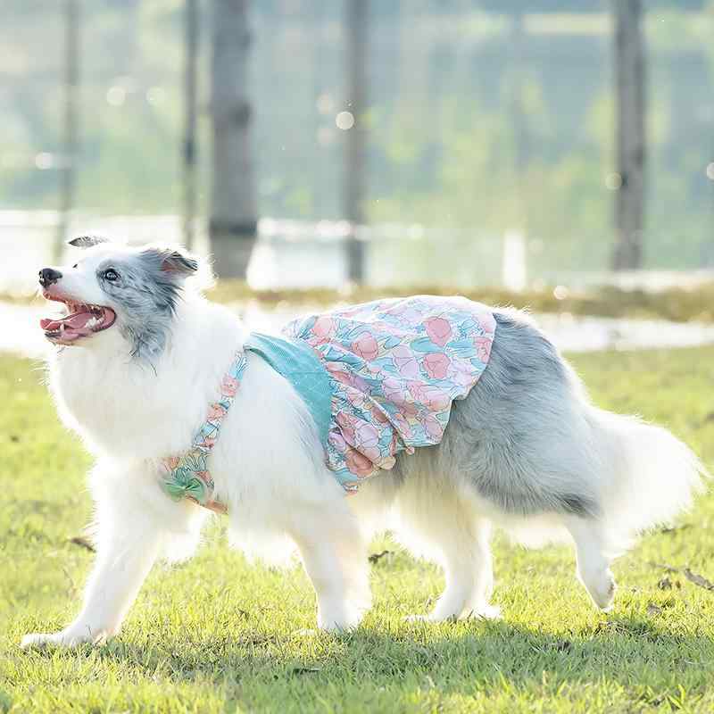 ペットウェア 犬用 ドッグウェア かわいい チューリップ柄 シャツ トップス スカート ジャンパースカー..