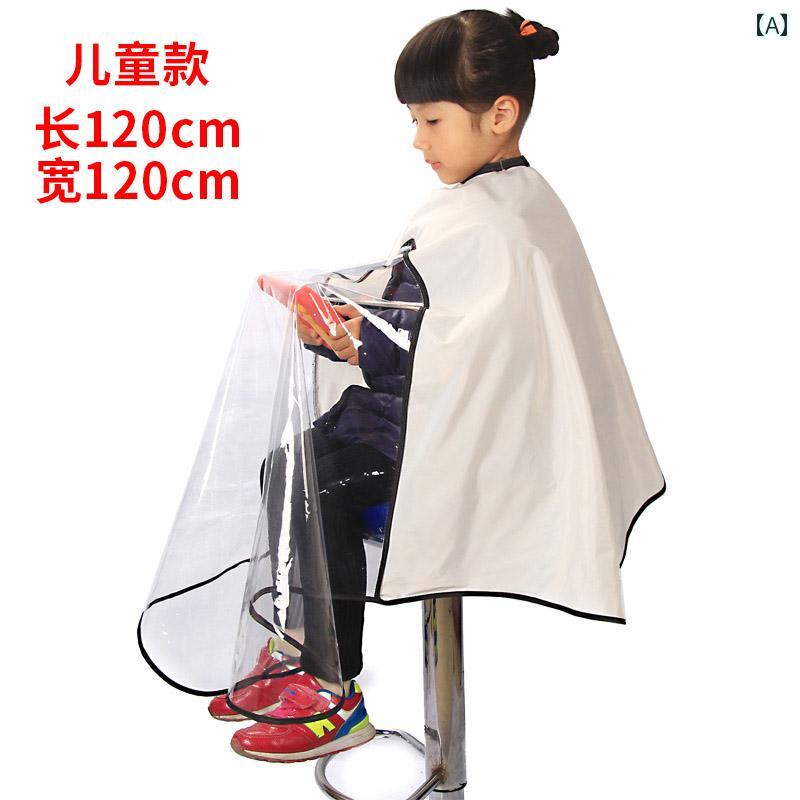 散髪ケープ キッズ 子供用 透明 防水 撥水 髪がつきつきにくい 帯電防止 家庭用 自宅 セルフカット 美..