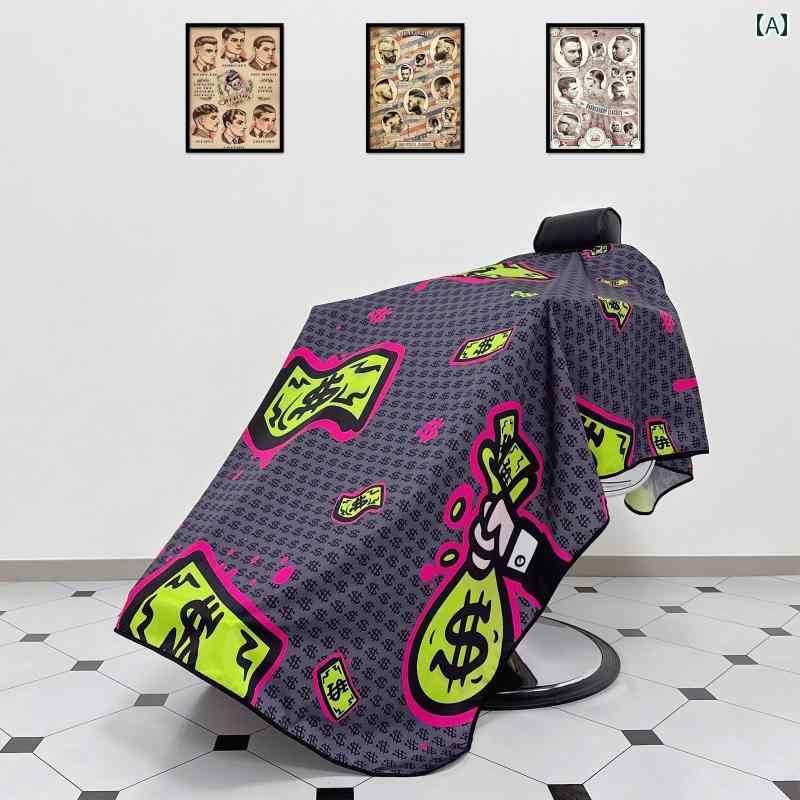 理髪ケープ 散髪用 大判 ヘアカットクロス 防水 厚手 バーバーショップ アメリカンスタイル レトロ ヒ..